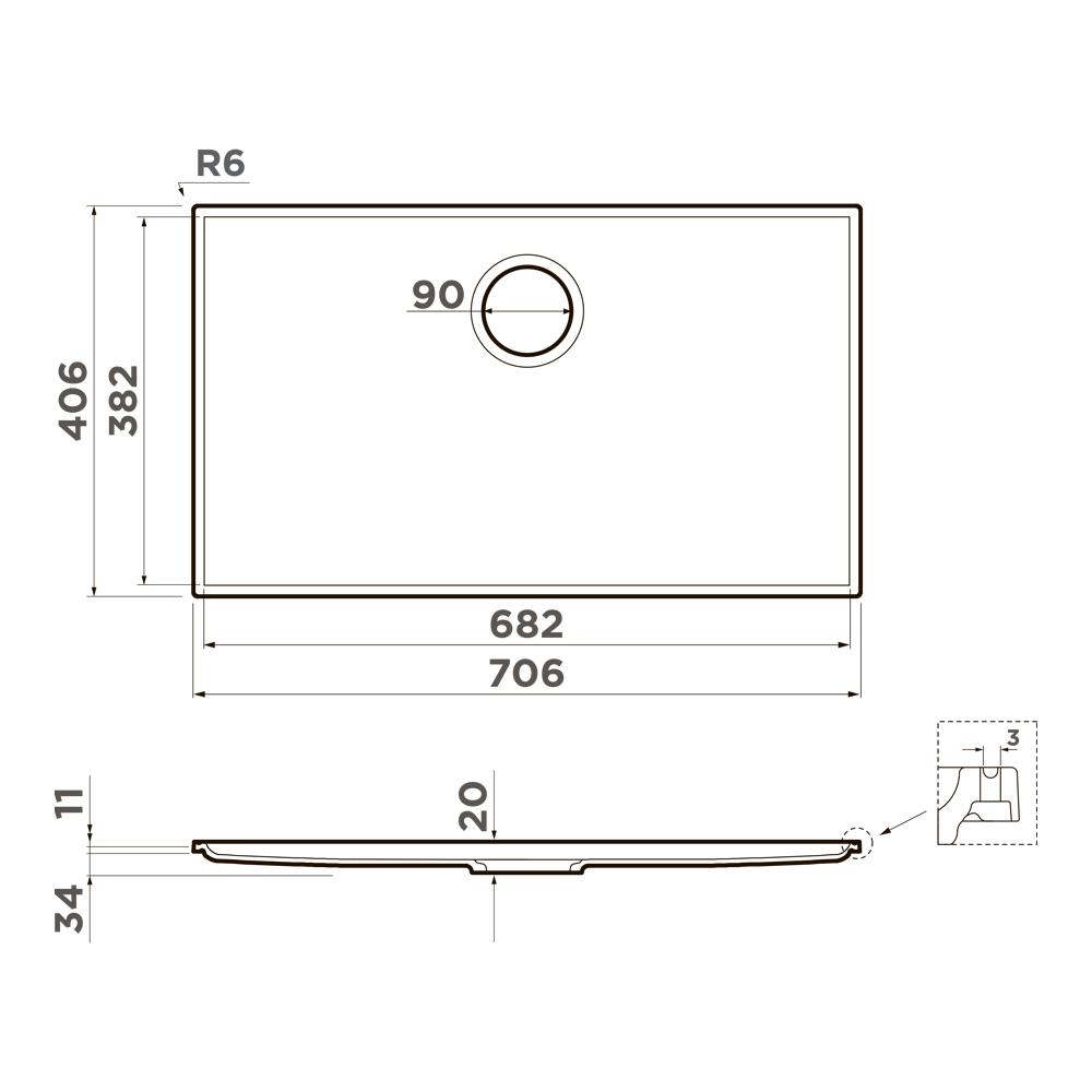 Мойка кухонная Omoikiri Kiten 70 Графит 4997478 — изображение 5